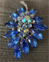 Vintage Royal Blue Crystal's Ladies Brooch