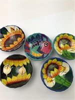 Hand Painted Mexican Footed Clay Bowls