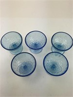 Vtg 1920s US Glass Aunt Polly Blue Sherbet Cups