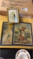 Three Vintage Religious Photos Jesus Mary Joseph