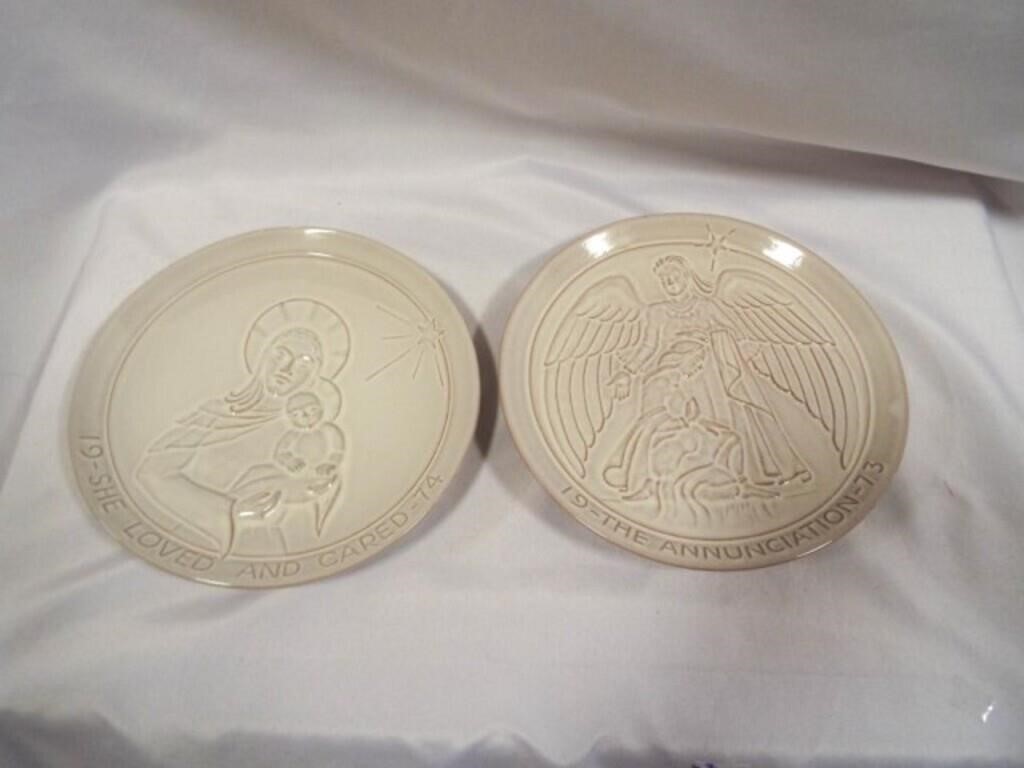 Frankoma Pottery USA Christmas Plates 1973 & 1974
