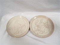 Frankoma Pottery USA Christmas Plates 1968 & 1969