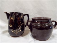 USA Pottery Crock Brown Bean Pot & Terra Cotta