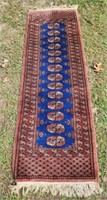 Gorgeous antique blue and red entry rug