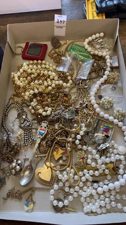 Souvenir spoon, earrings, beads, pins, key chains