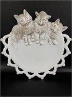 Vtg Milk Glass Kittens Plate