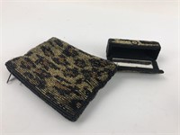 Beaded Leopard Print Coin Purse and Lipstick