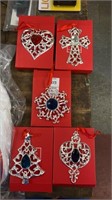 Five Lenox silver plated ornaments