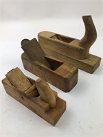 3 Antique Hand Carved Wood Planes