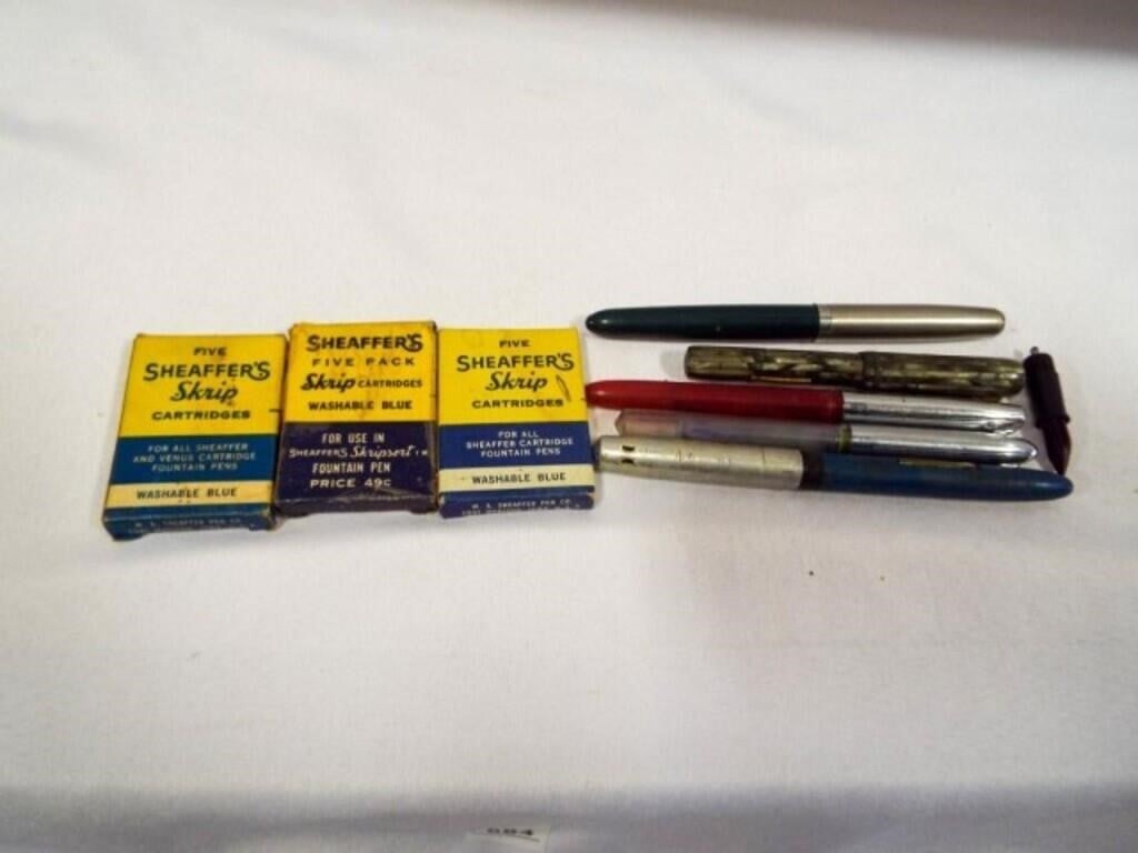 (5) Fountain Pens (1) Extra Tip - (3) Boxes of