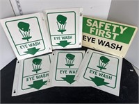 6 plastic eye wash station signs