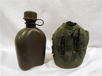 Army Green Plastic Canteen & US Cover