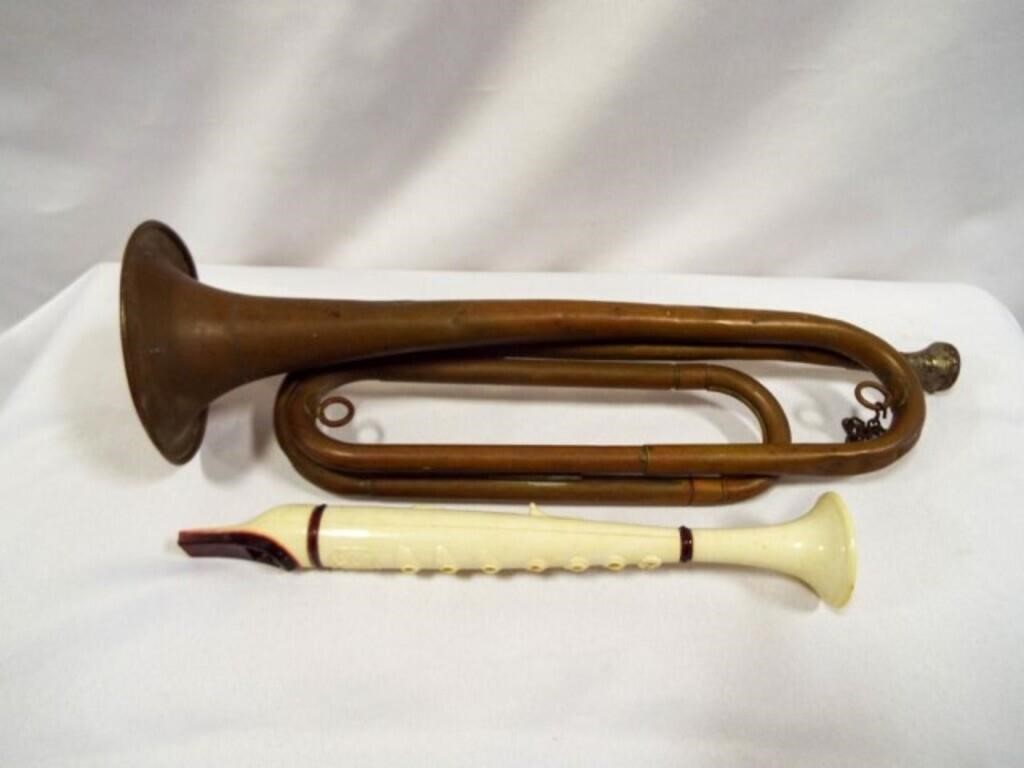 Plastic Flutophone & Bugle Brass Instrument