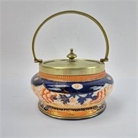 Antique KPM Porcelain & Brass Biscuit Jar