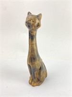 Vintage Brushed Gold Painted Ceramic Cat Statue