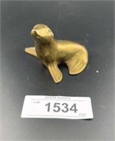 Vintage 3" Solid Cast Brass Baby Seal P