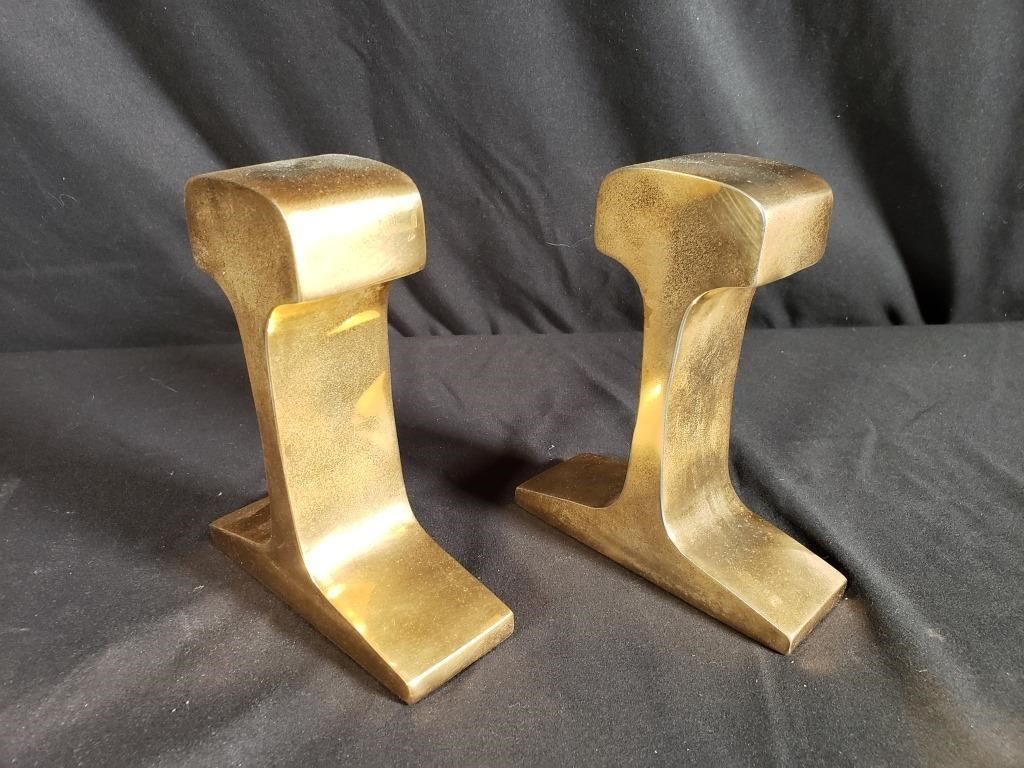 Brass-Plated Bookends - heavy