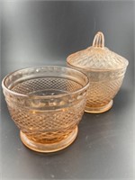 Pink glass candy dishes
