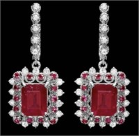 $ 12,420 11.40 Ct Ruby 1.50 Ct Diamond Earrings