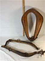 Antique Wood Horse Harness And Leather Collar