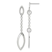 Sterling Silver Marquise Cut Chain Earrings