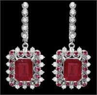 $ 12,420 11.40 Ct Ruby 1.50 Ct Diamond Earrings
