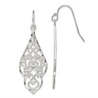 Sterling Silver Diamond Cut Dangle Earrings