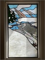 Winter Stream Scene Custom Stained Glass Panel