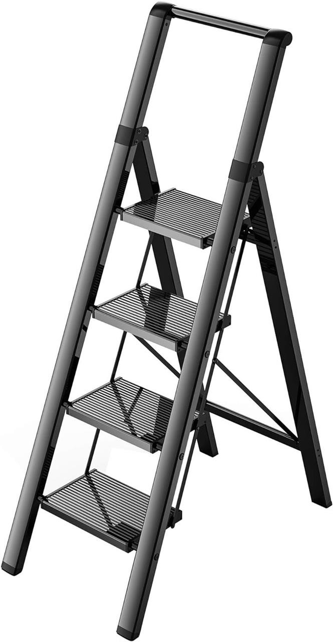 GameGem 4 Step Ladder, Aluminum Folding Step Stool