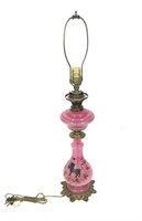 Painted Pink Glass Lamp