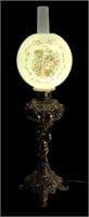 Brass Cupid Banquette Lamp 2 w Painted Glass Globe