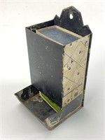 Antique Matchbox holder and dispenser.  Tin with