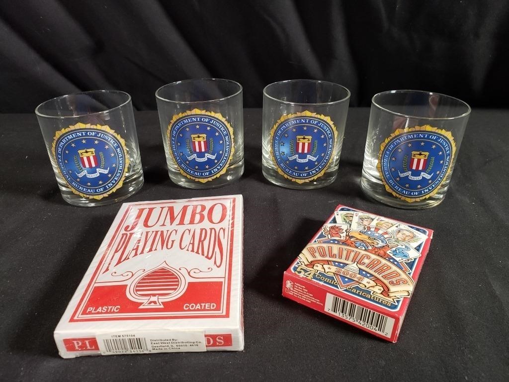 FBI Glasses & Misc Playing Cards