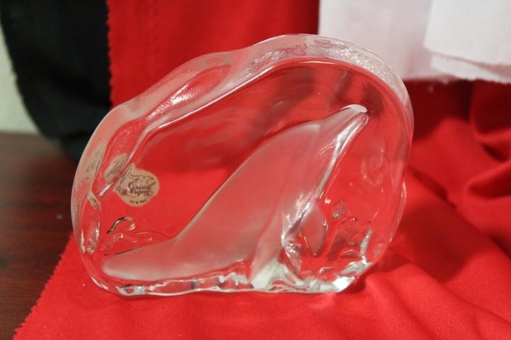 A Crystal Dolphin Paperweight