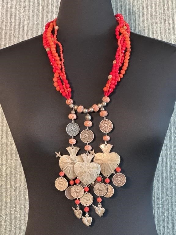Southwestern Sacred Heart Motif Costume Necklace