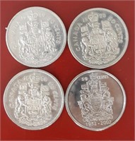 4 Canadian Half dollar coins