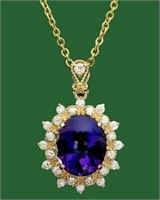 AIGL $ 4450 5.85 Cts Amethyst Diamond Pendant