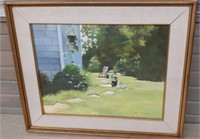 Signed Claire Bourque "The Garden" 23.5x19.5 oil