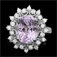 AIGL $ 3800 4.50 Ct Kunzite .55 Ct Diamond Ring