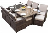 New Direct Wicker 11 PC Outdoor Dining Set
