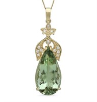 $ 8311 23.34 Green Amethyst Diamond Necklace
