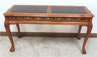 Oak Sofa Table w/Glass Top & Claw Feet