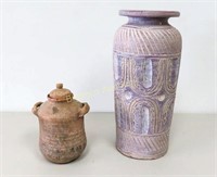 Pottery Jug & Vase 2 PC Lot