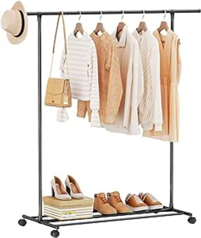 FANHAO Clothes Rack with Wheels, Stainless Steel