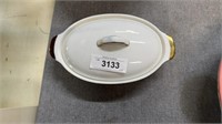 Gold trimmed oven to table serving dish