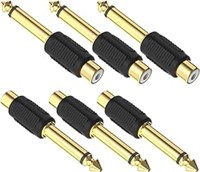 VCE RCA to 1/4 Inch Audio Adapter 6-Pack, 6.35mm