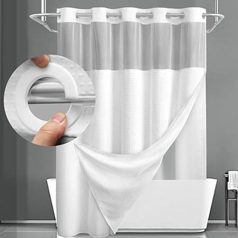YellyHommy No Hook Shower Curtain with Snap in