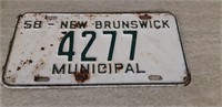 1958 N.B. Municipal License plate