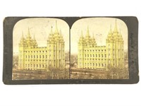 Stereo View Mormon Temple Salt Lake City w/Color