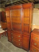 MAHOGANY 1 PC 3DR/3DOOR CURVED GLASS CHINA HUTCH